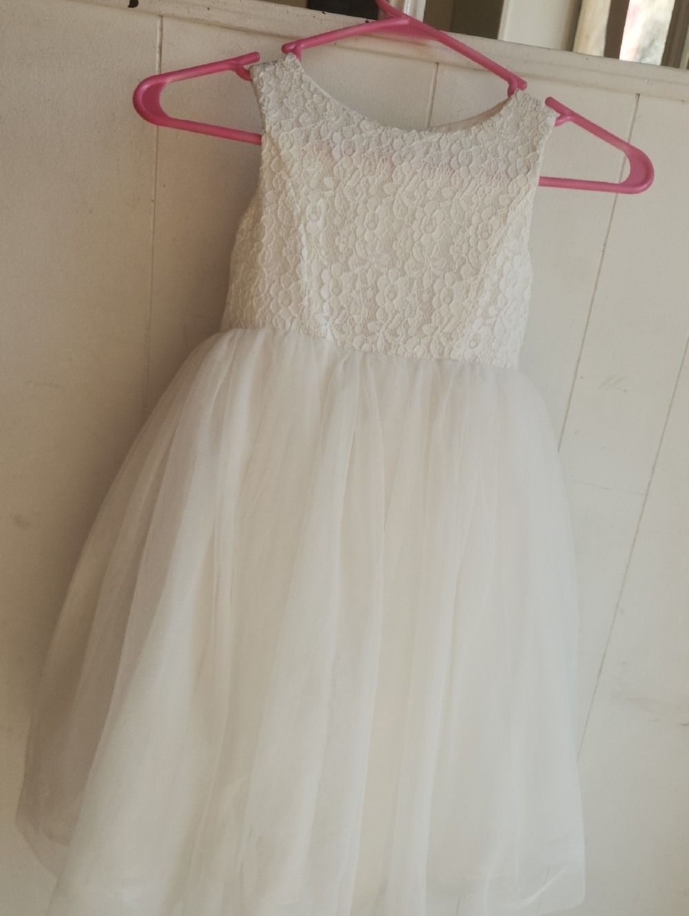 David's Bridal White Lace Bodice Tulle Dress for Girls
